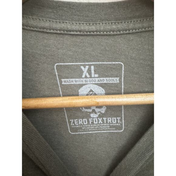 Zero Foxtrot Zero Fucxs Green Men's T-Shirt XL Cat Bomb Military Limited - Picture 3 of 5